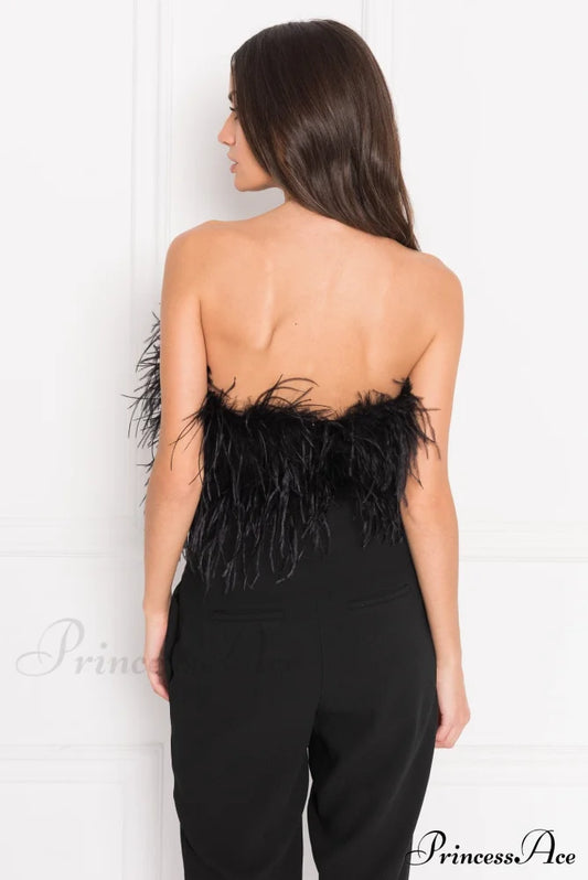 Elowen Elegant Feather Top Black / S Tops