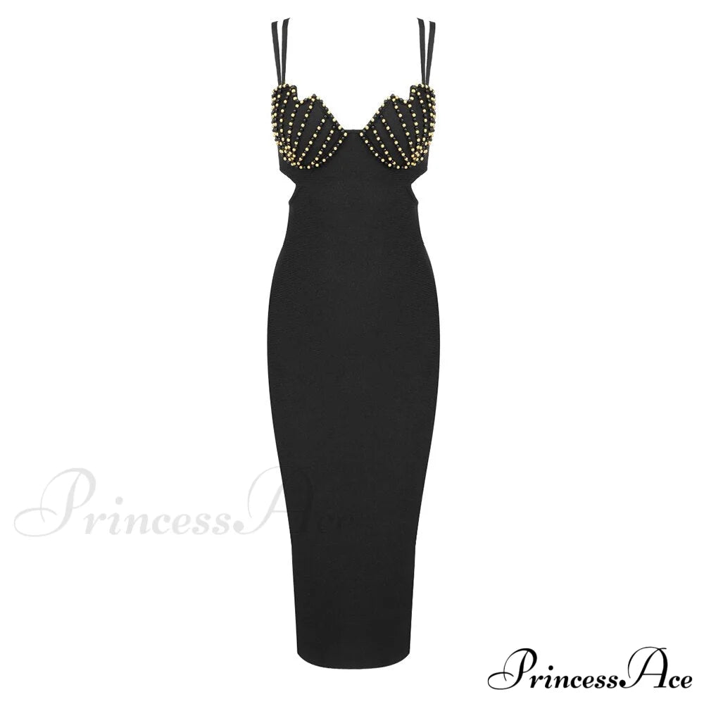 Elyse Elegant Midi Dress Black / Xs
