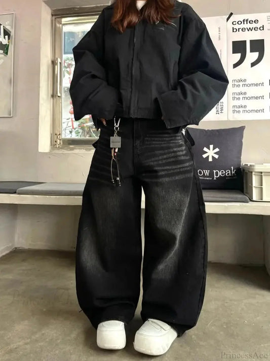Embroidery Gothic Dark Baggy Pant Black / S