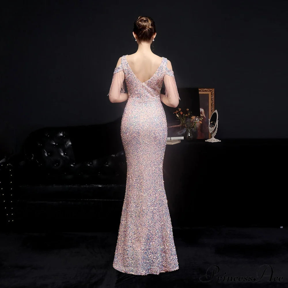 Emery Sequined Stylish Fringed Fishtail Dress S.o. Long Dresses