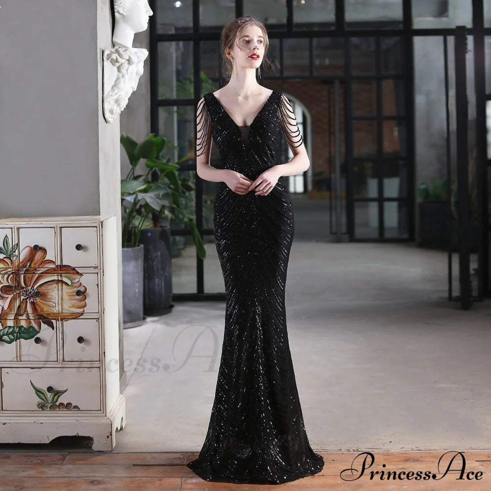 Emily Mermaid Sequin Sleeveless Prom Dress - Lady Occasions