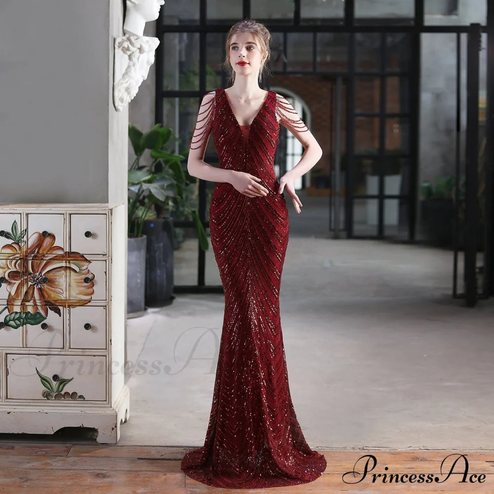 Emily Mermaid Sequin Sleeveless Prom Dress - Lady Occasions