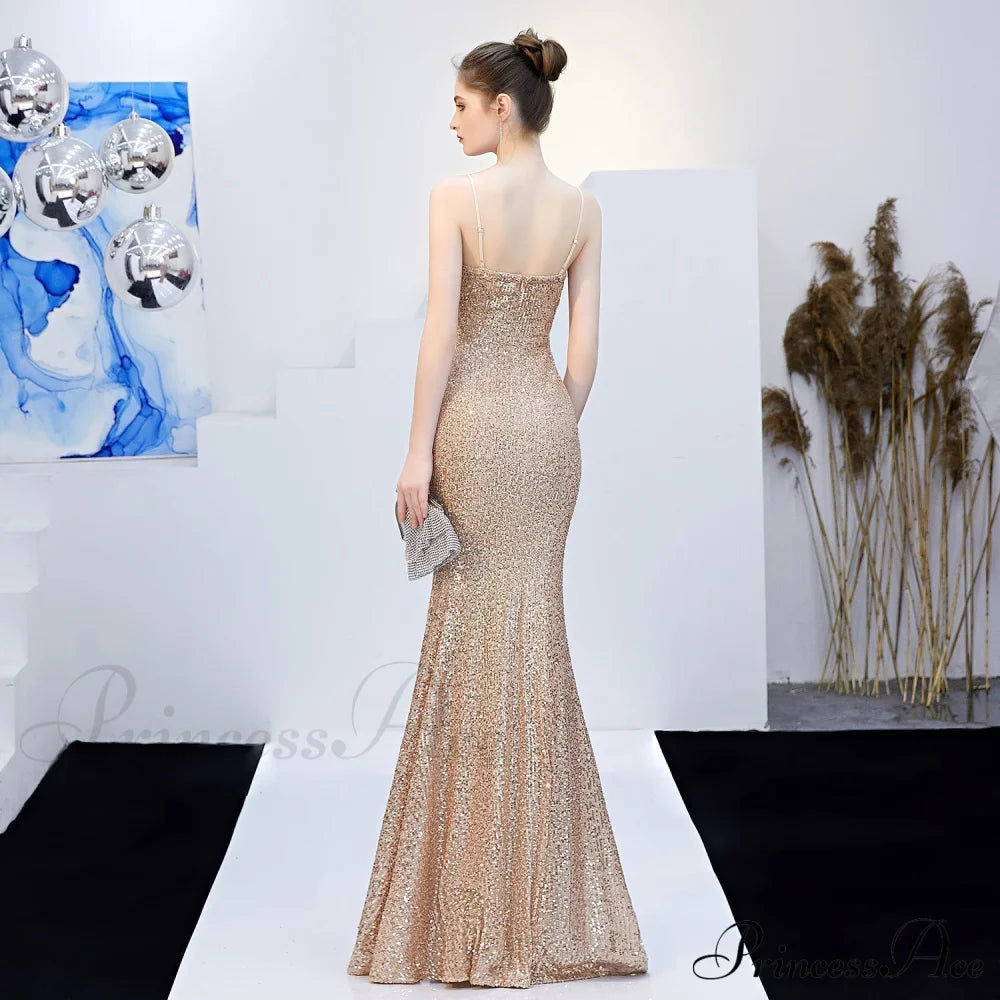 Emma Sequined Stylish Formal Slit Dress S.o. Long Dresses