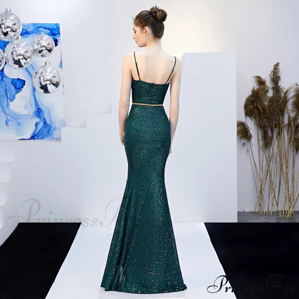 Emma Sequined Stylish Formal Slit Dress S.o. Long Dresses