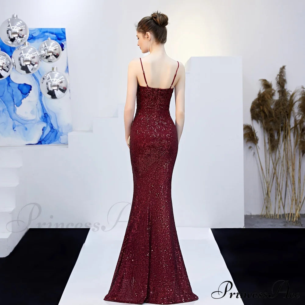 Emma Sequined Stylish Formal Slit Dress S.o. Long Dresses
