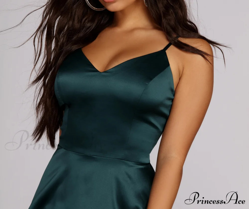 Emme Satin Stylish Party Dress S.o. Short Dresses