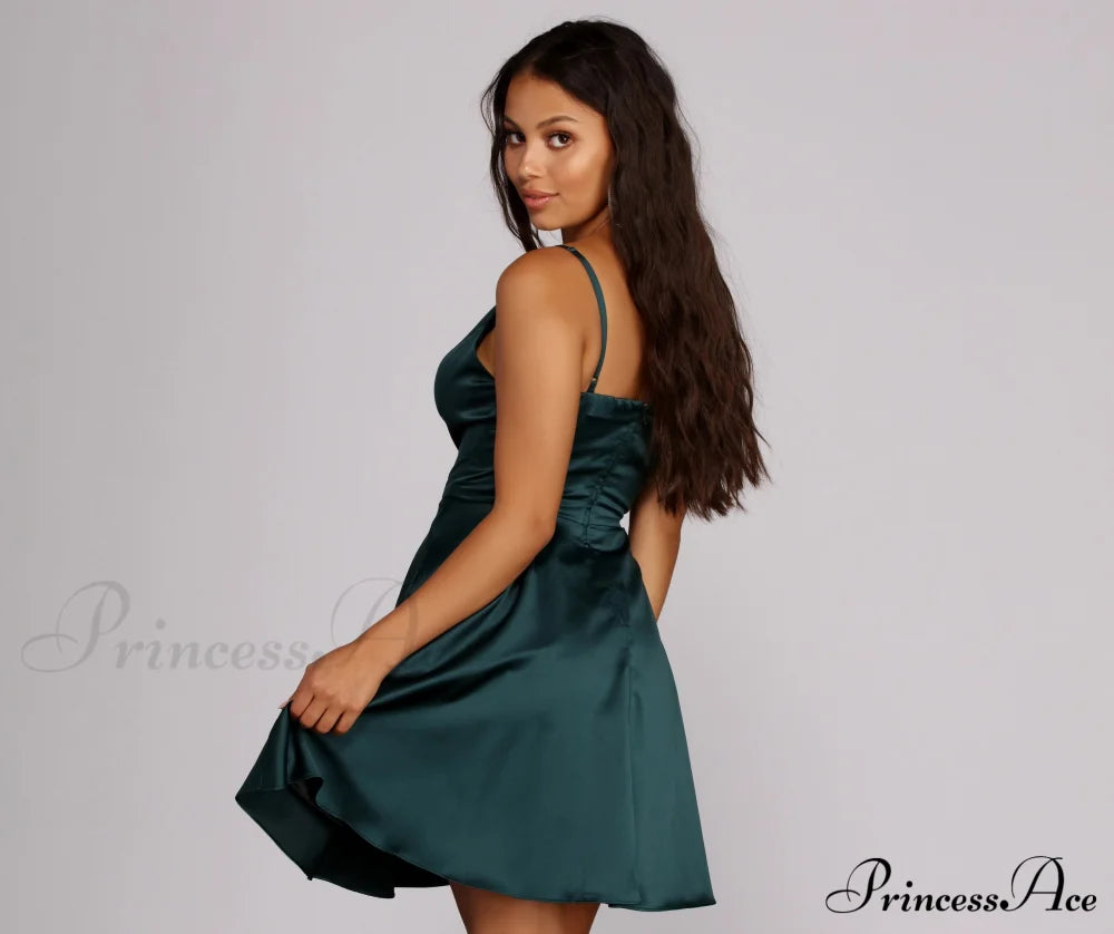 Emme Satin Stylish Party Dress S.o. Short Dresses