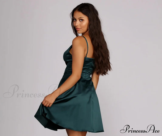 Emme Satin Stylish Party Dress S.o. Short Dresses