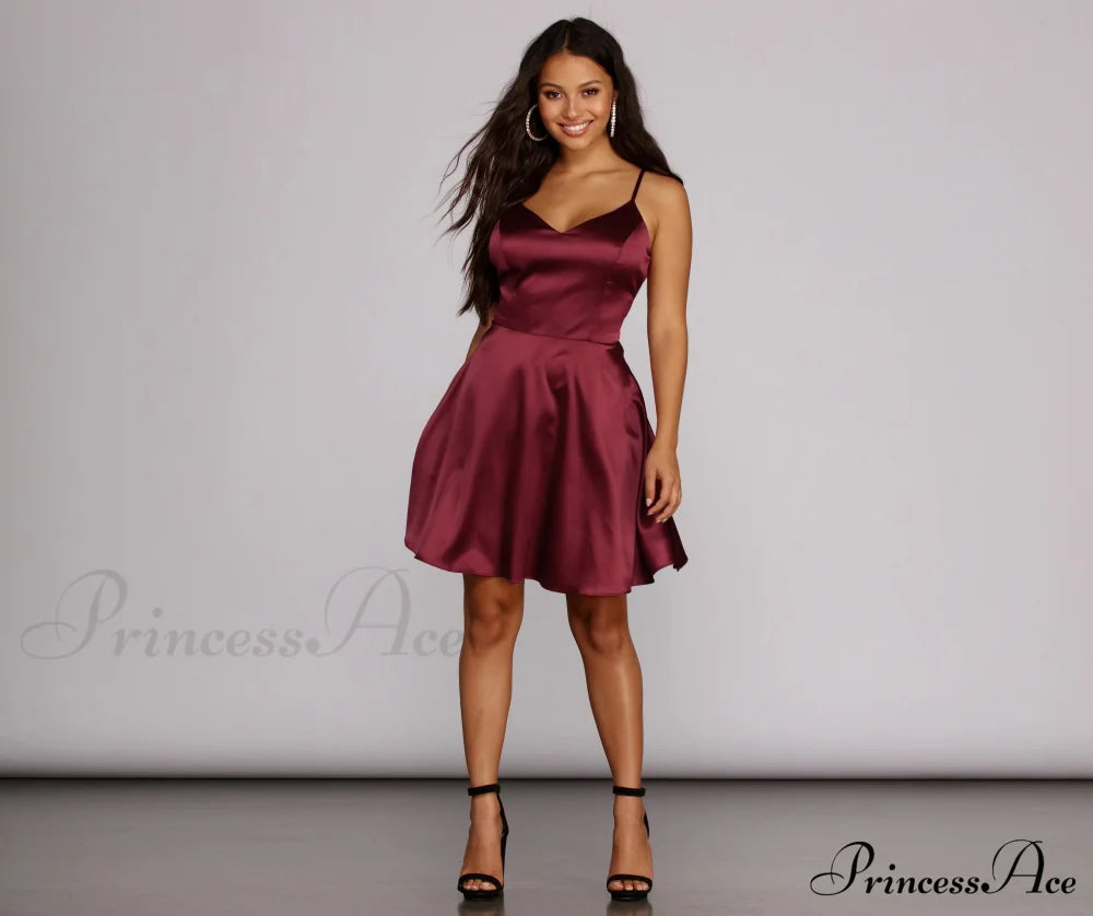 Emme Satin Stylish Party Dress S.o. Short Dresses