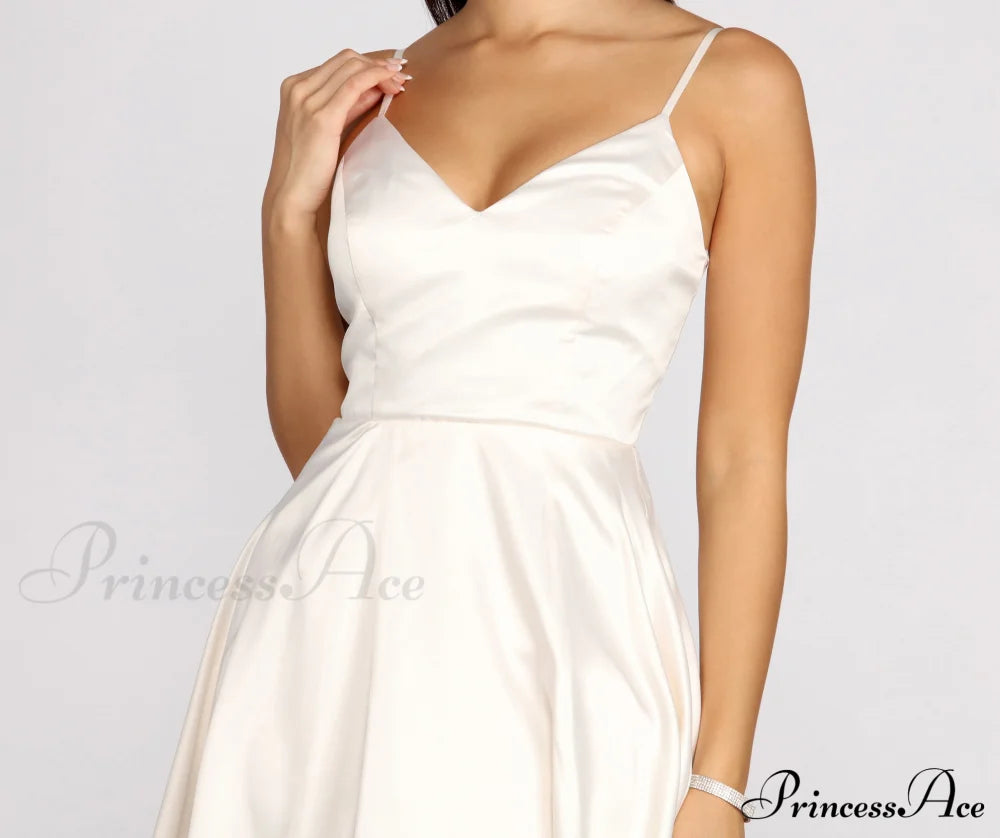 Emme Satin Stylish Party Dress S.o. Short Dresses