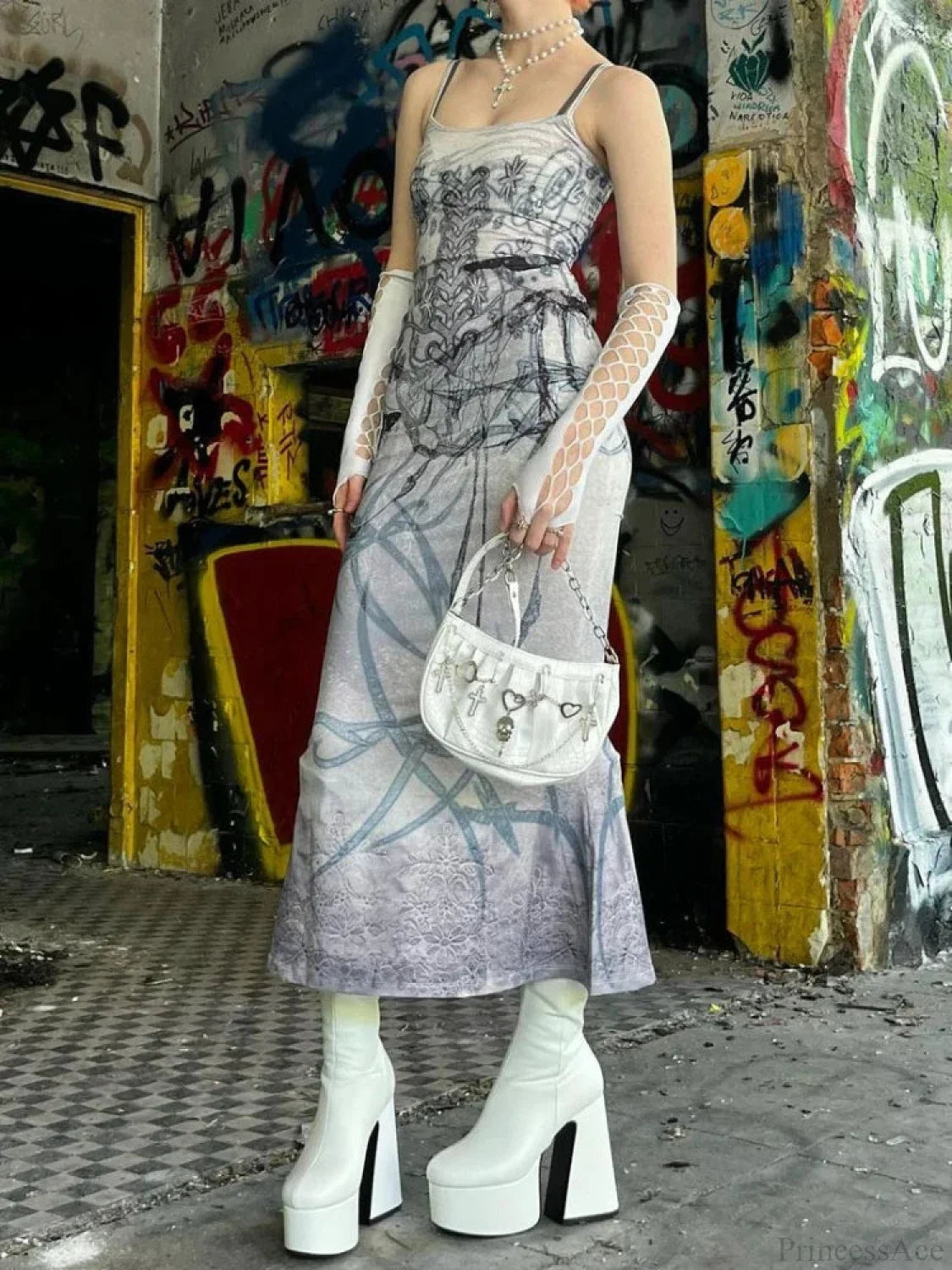 Emotional Y2K Butterfly Printed Tall Waist Full-Length Dress