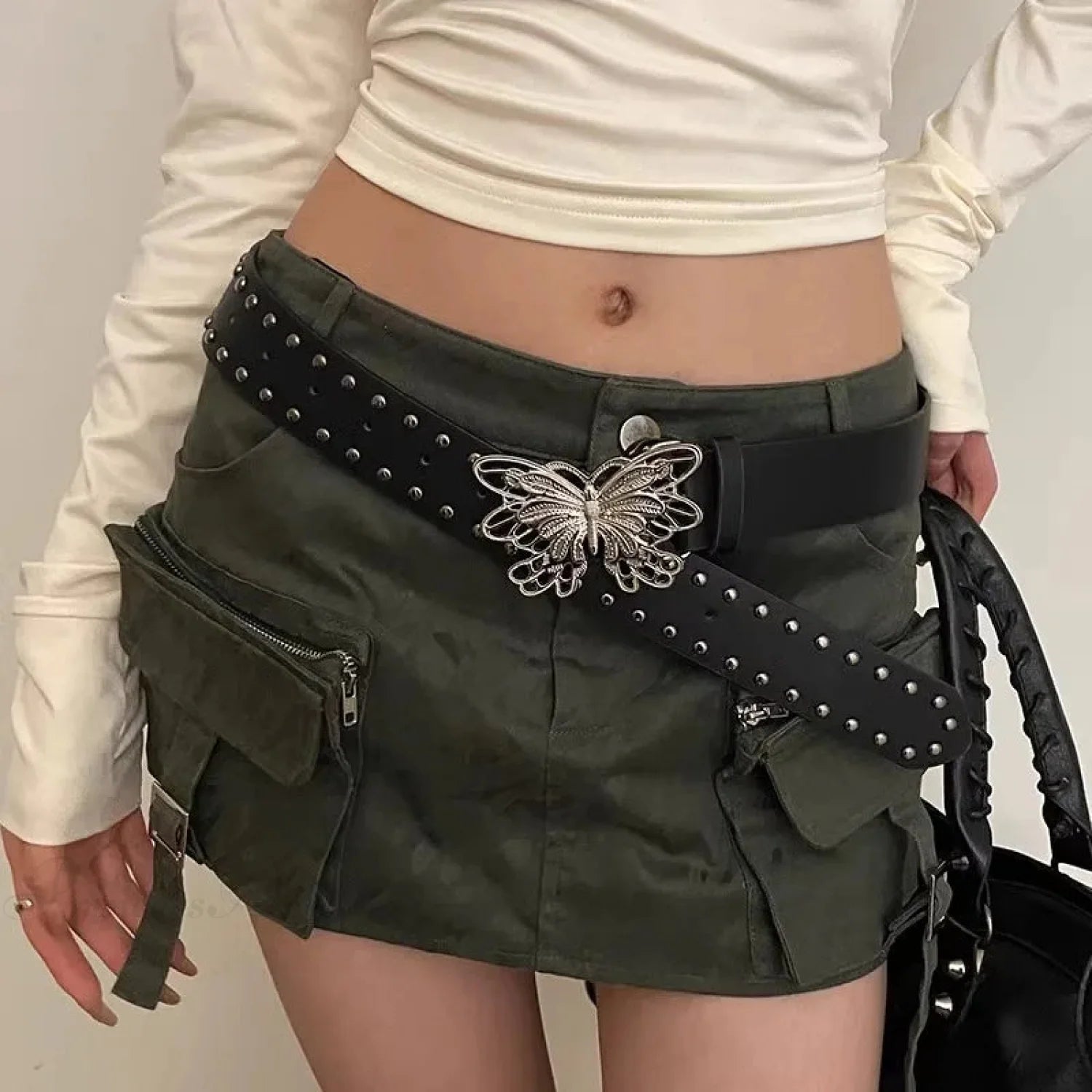 Empty Arch Gothic Punk Style Strap Black / 105CM