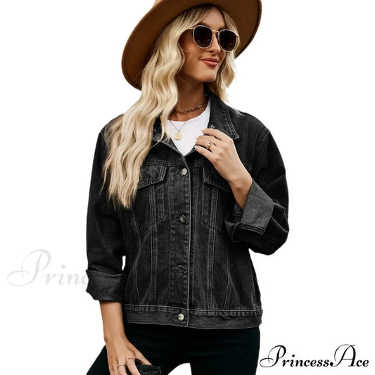 Europäische und amerikanische Slim-Fit-Jeansjacke im Retro-Waschungsstil