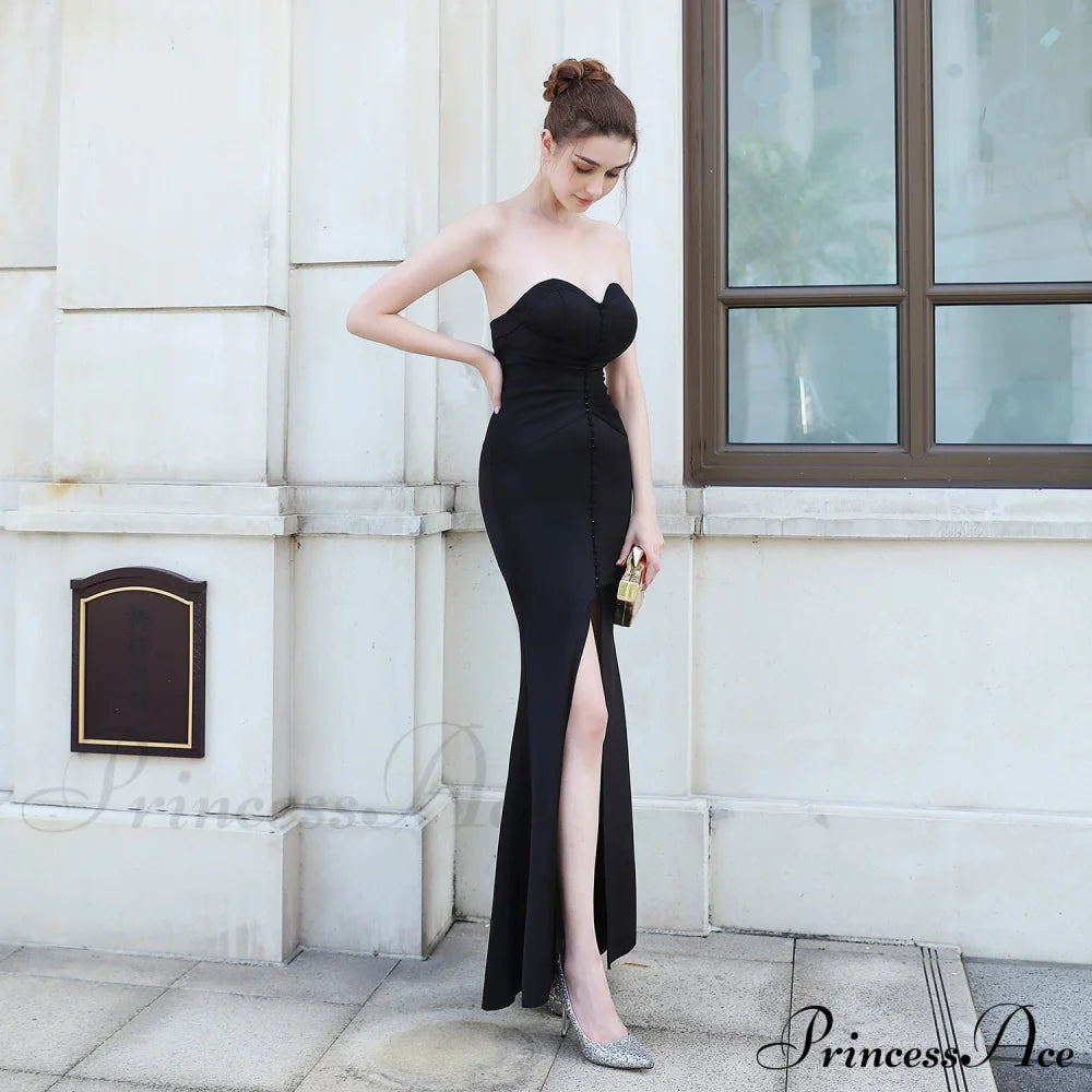 Evelyn strapless slit wrap dress - Lady Occasions