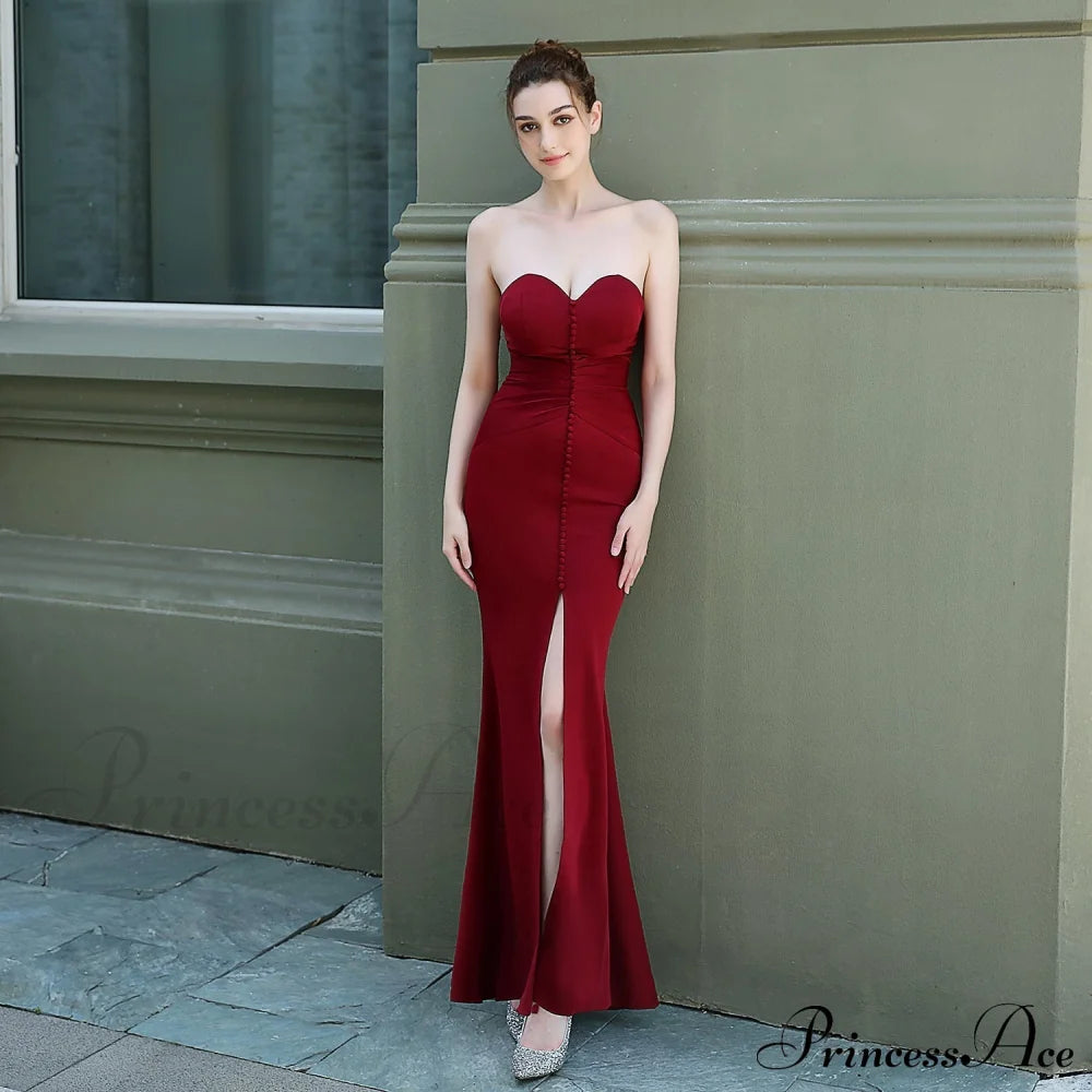Evelyn strapless slit wrap dress - Lady Occasions