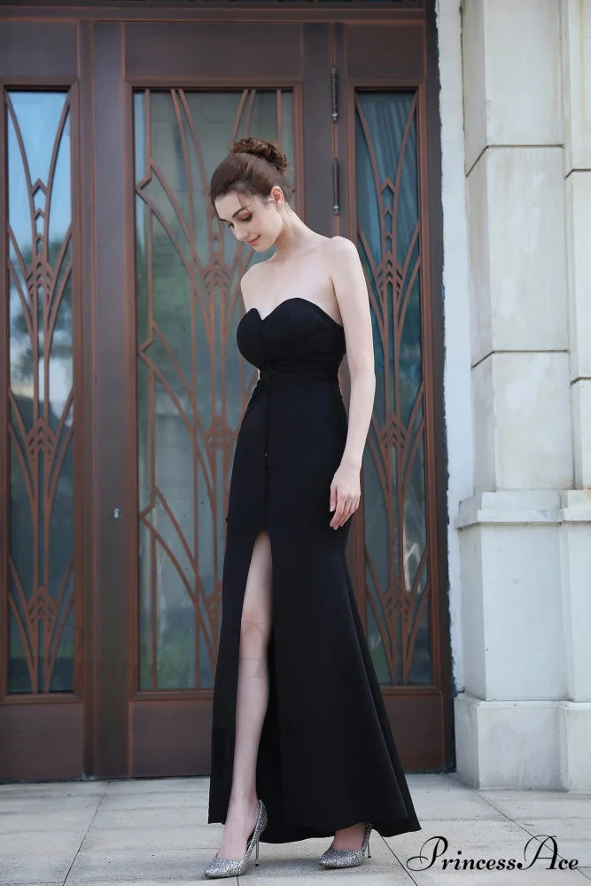 Evelyn Strapless Stylish Slit Wrap Dress S.o. Ballgowns
