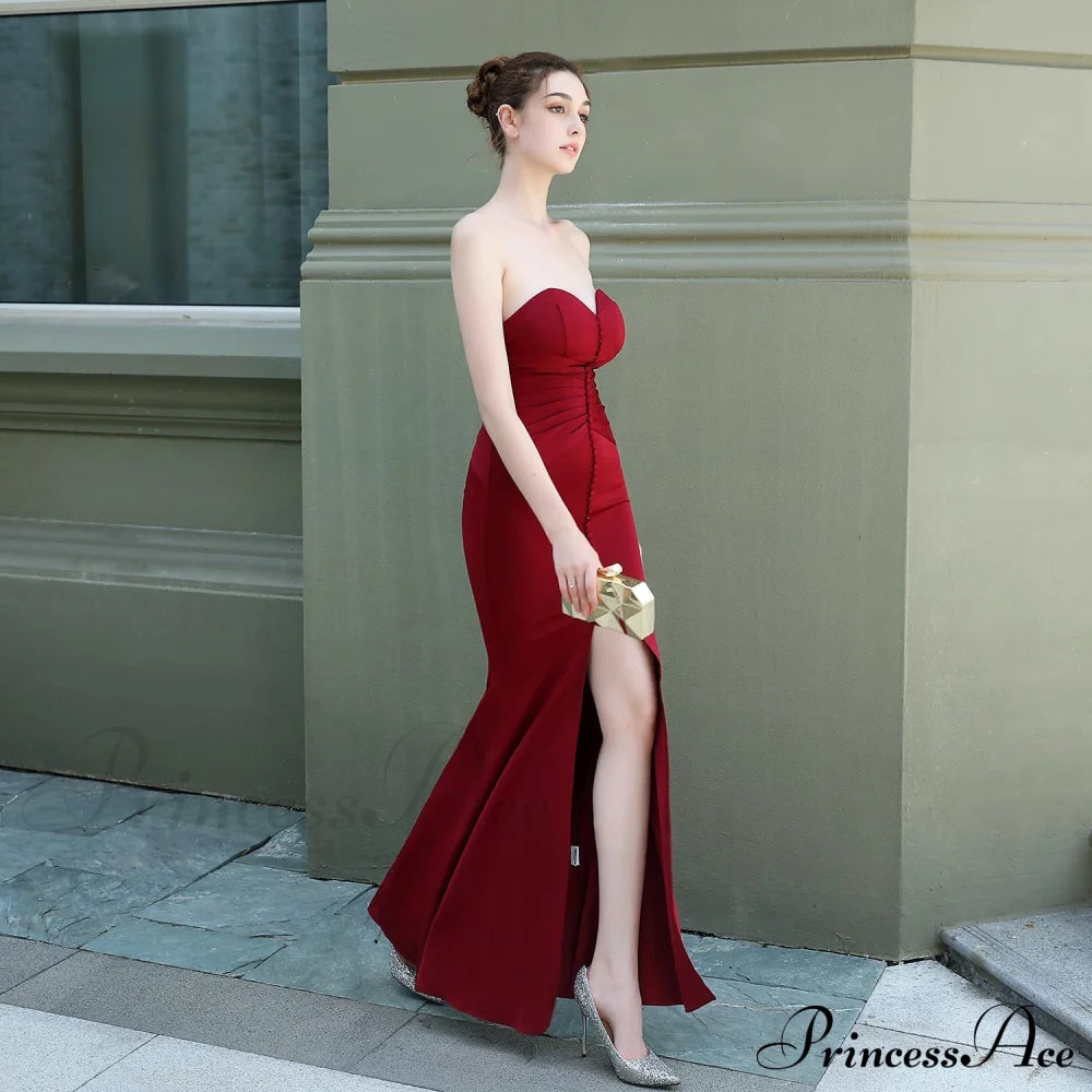 Evelyn Strapless Stylish Slit Wrap Dress S.o. Ballgowns