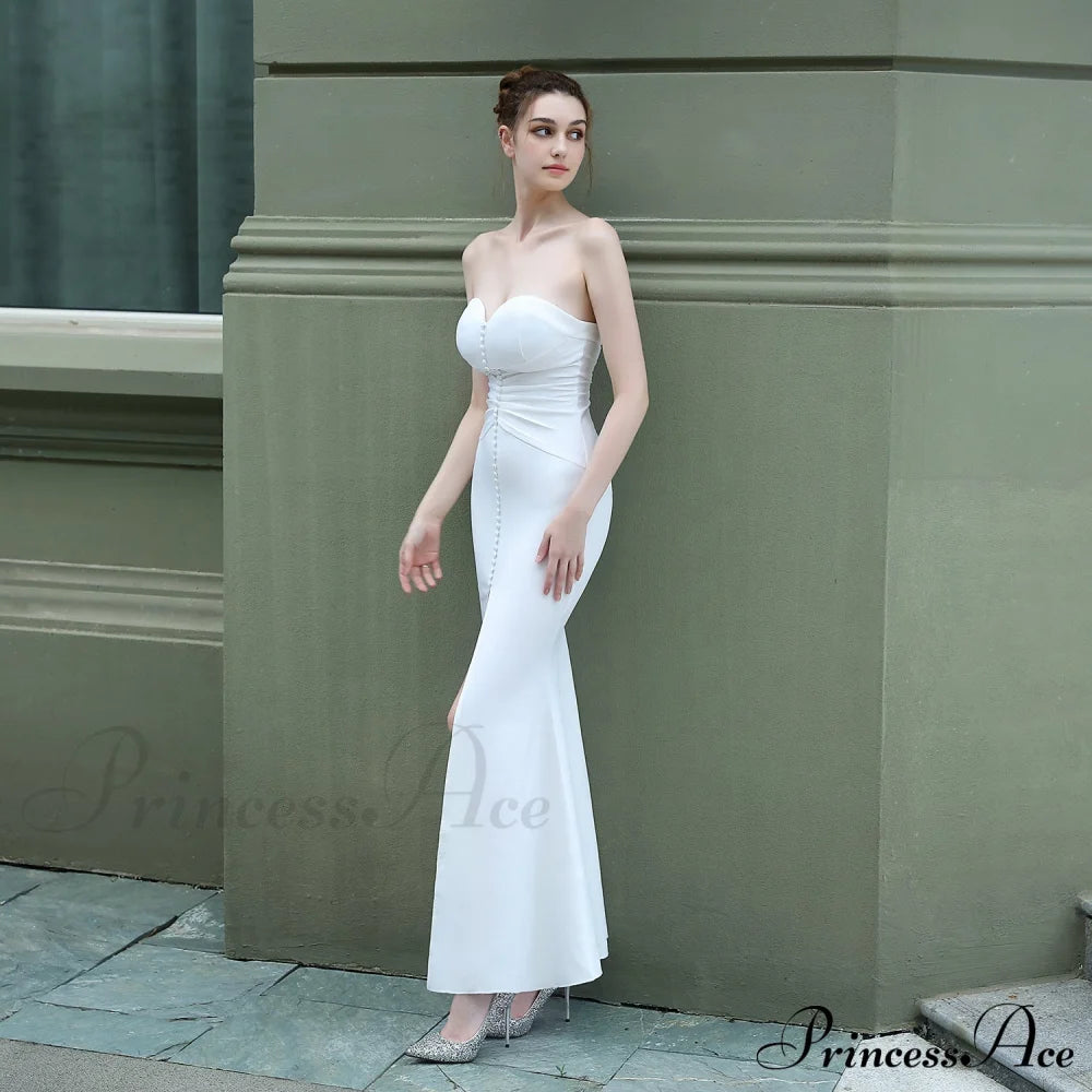 Evelyn strapless slit wrap dress - Lady Occasions