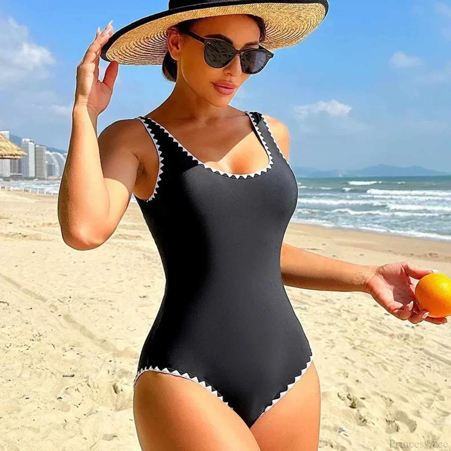 exy Black Backless Swimwear One Piece onepiece-250223