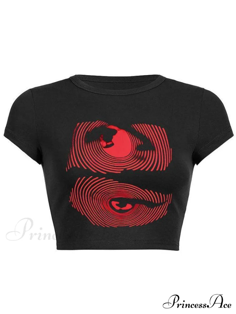 Eye Look Graphic Trendy Crop Tank Top Tops&Tees