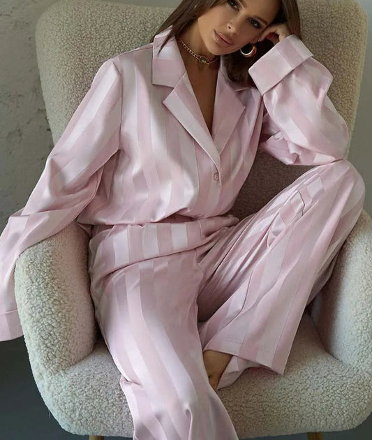 Rosa bedrucktes Revers-Set mit voller Hose fürs Büro, zweiteilig