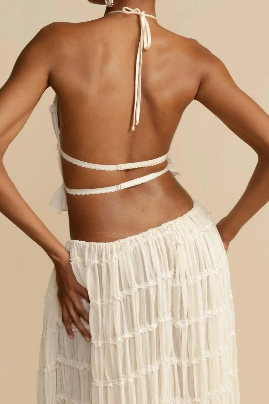 Ruched Halter Cami & Maxi Skirt Boho Dress