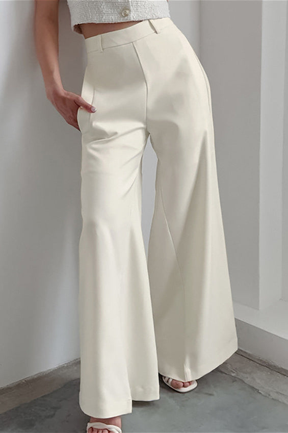 High Waist Wide Leg Solid Casual Pants