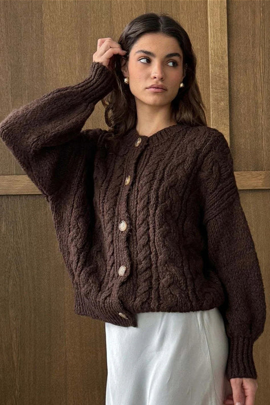 Vintage Zopfmuster Rundhalspullover