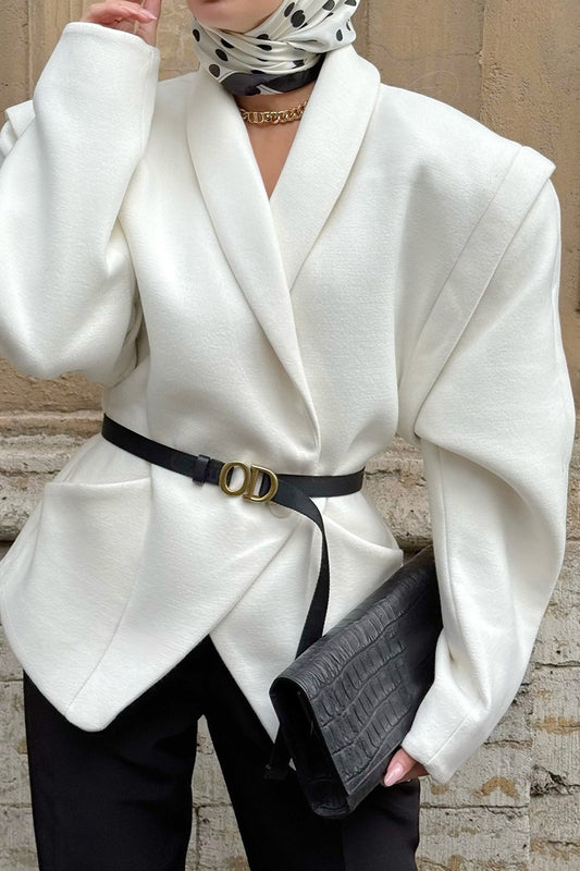 Vintage-Taillenmantel aus Wollmischung mit Gürtel