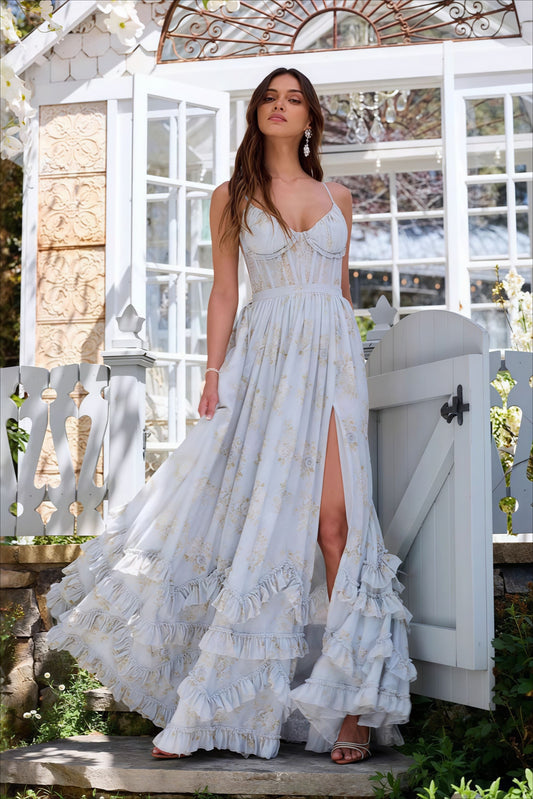 Elegant Unique Spaghetti Strap Cinched Waist Beach Maxi Vacation Dress