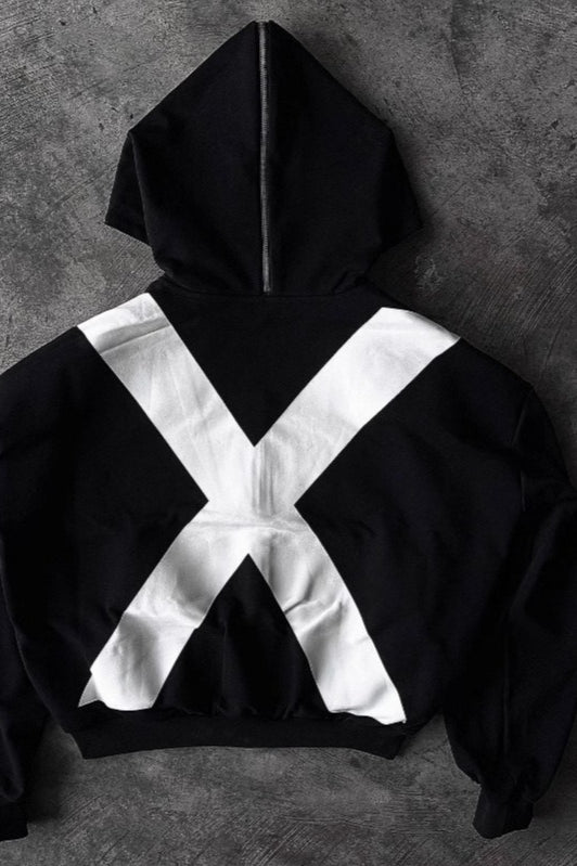 Monochrome Graphic Zip Hoodie