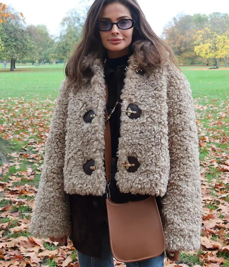 Turn-Down Collar Wool Coat Coats-241208