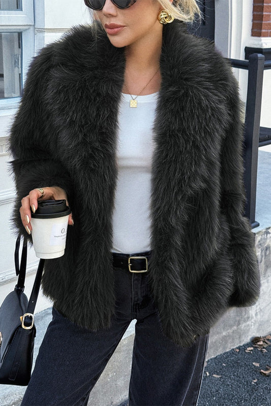 Soft Plush Casual Long Sleeve Coat