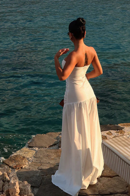 Trägerloses, ausgehöhltes Maxi-Strandkleid
