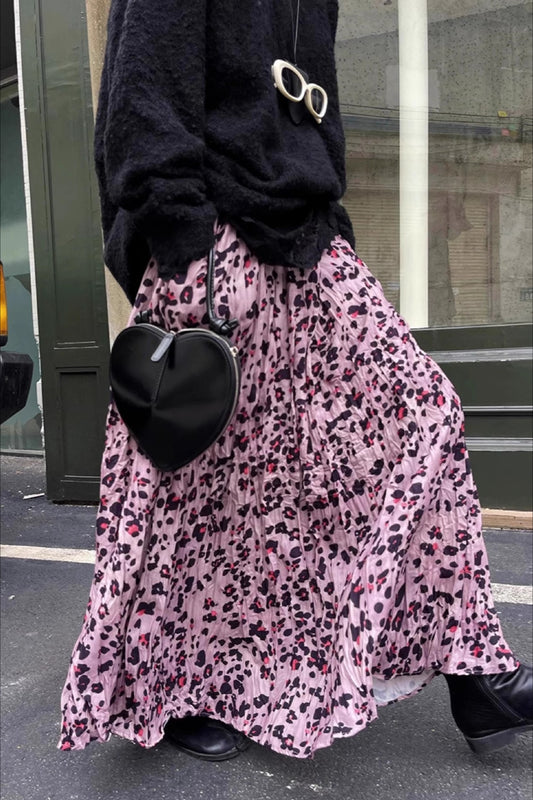 Vintage Leopard Midi-Rock mit ausgestelltem Rock