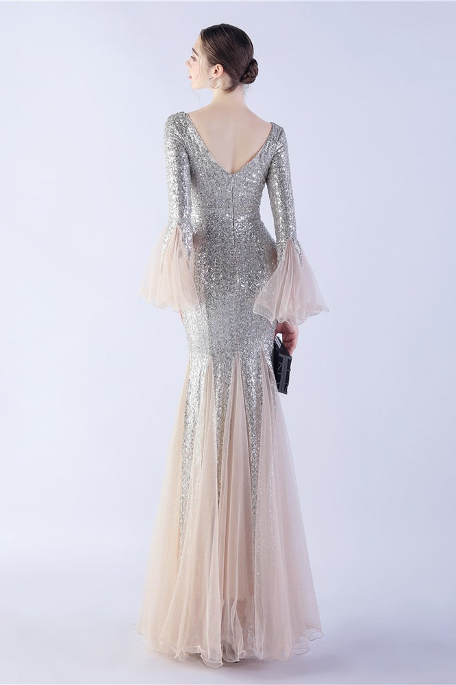 Sequin Ruffled Mesh Party Dress