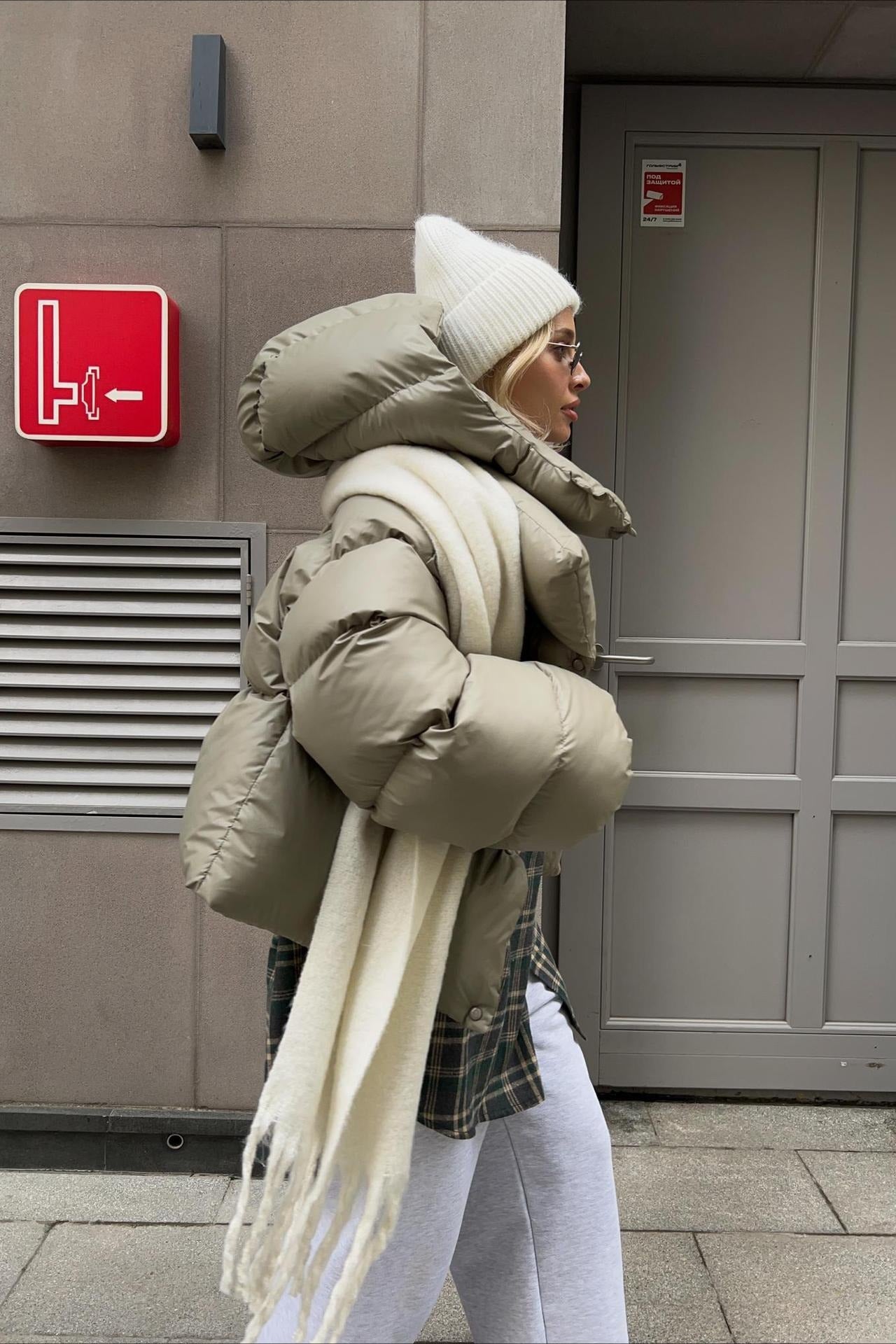 Short Hooded Puffer Jacket S / Green