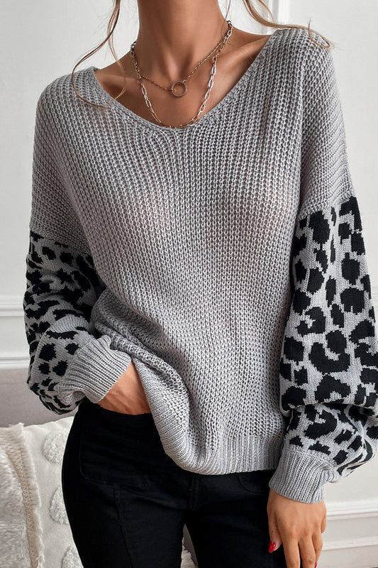 Lässiger Strickpullover mit Leopardenmuster
