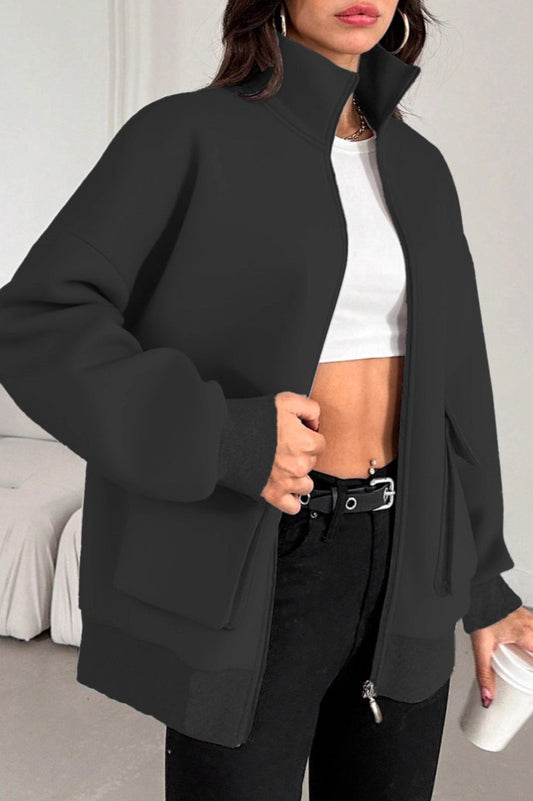 Slim Fit Casual Bomber Jacket Black / S