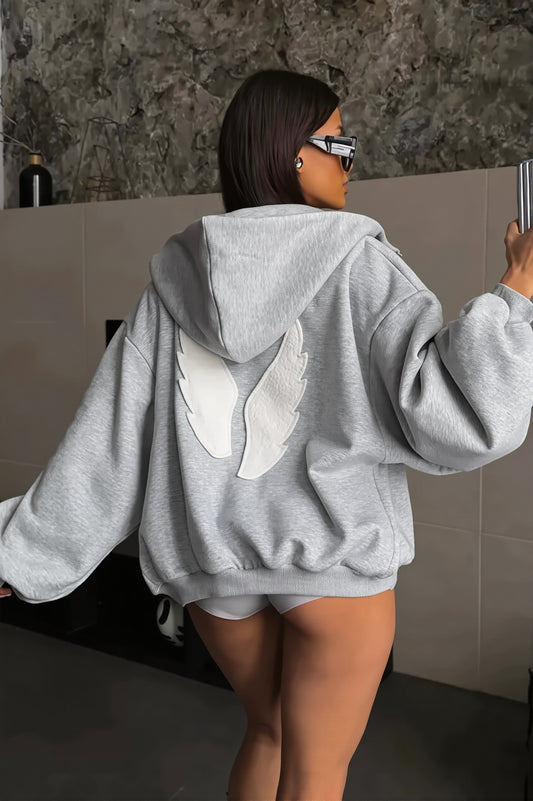 Angel Wing Back Print Oversize Hoodie