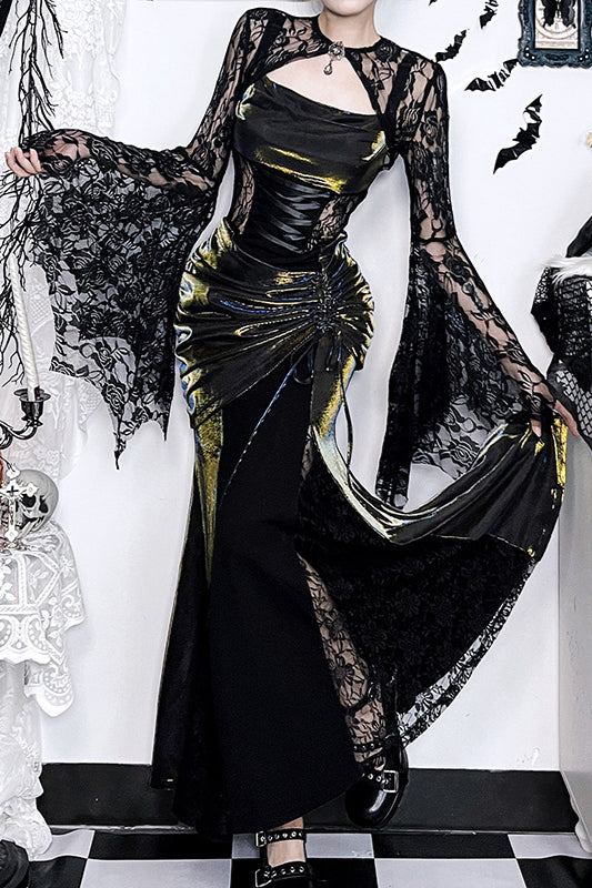 Asymmetrisches Gothic-Kleid aus Spitze