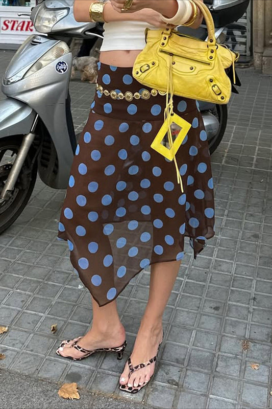 Transparenter Rock aus gerüschtem Netzstoff mit Tupfen