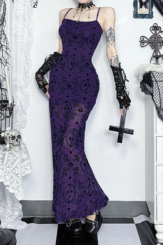 Gothic-Kleid mit transparenten Blumenträgern