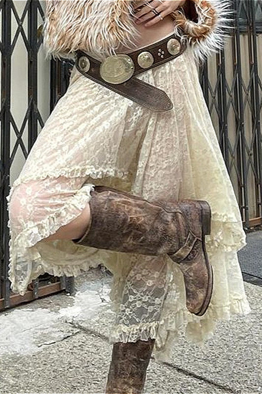 Asymmetrischer Maxirock aus Spitze