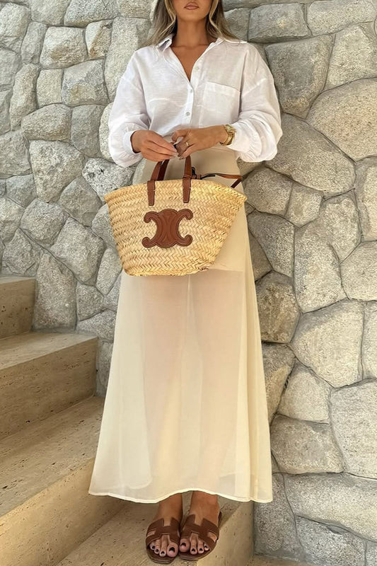 Sheer-Panel Maxi Skirt