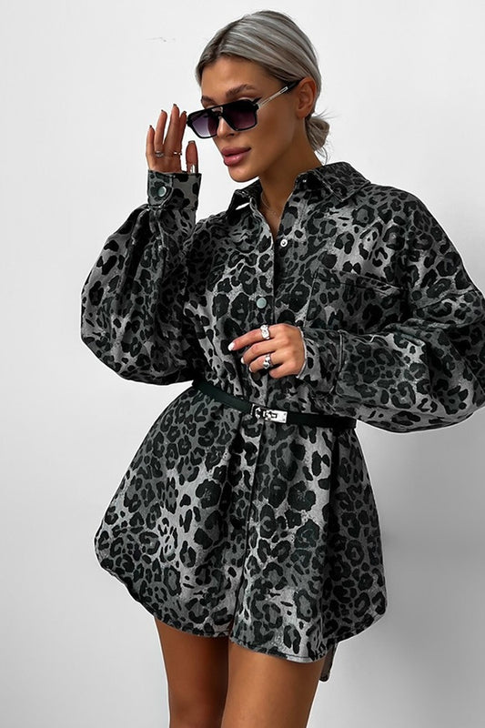 Herbst Vintage Leopard Print Casual Bluse