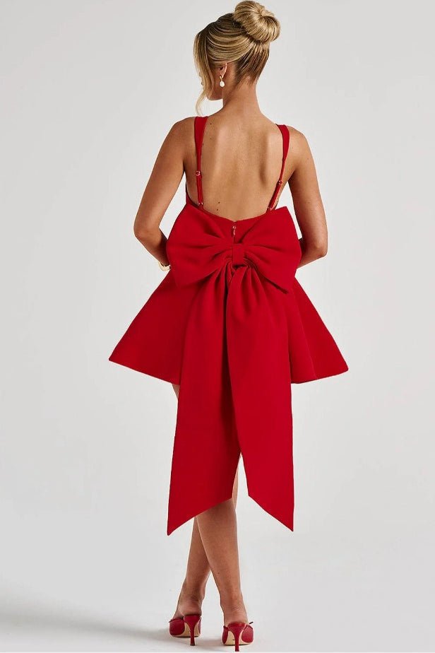 Detachable Bow Corset Mini Party Dress