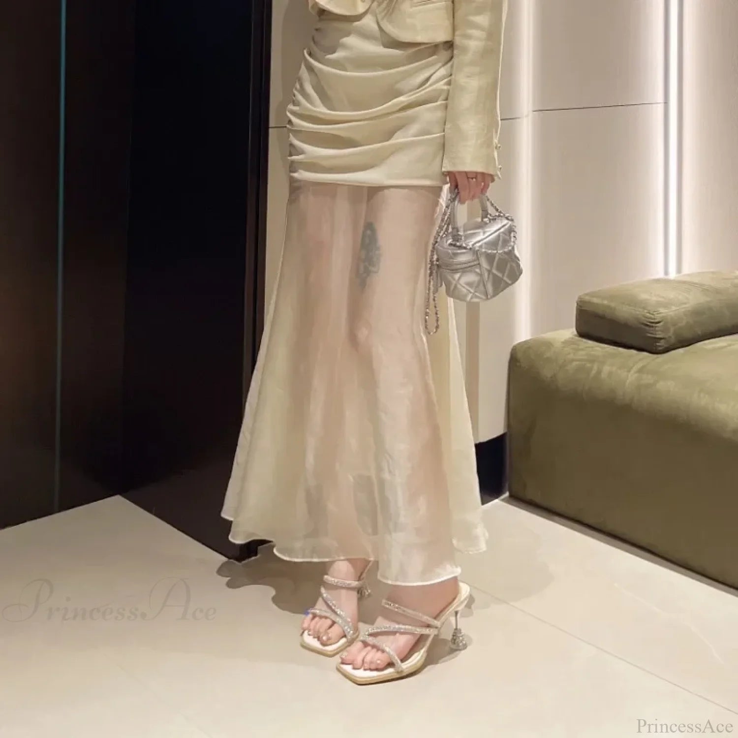 Fairy Style Diamond Sequins Simple Solid Color Women’s Slippers Concert High Heel