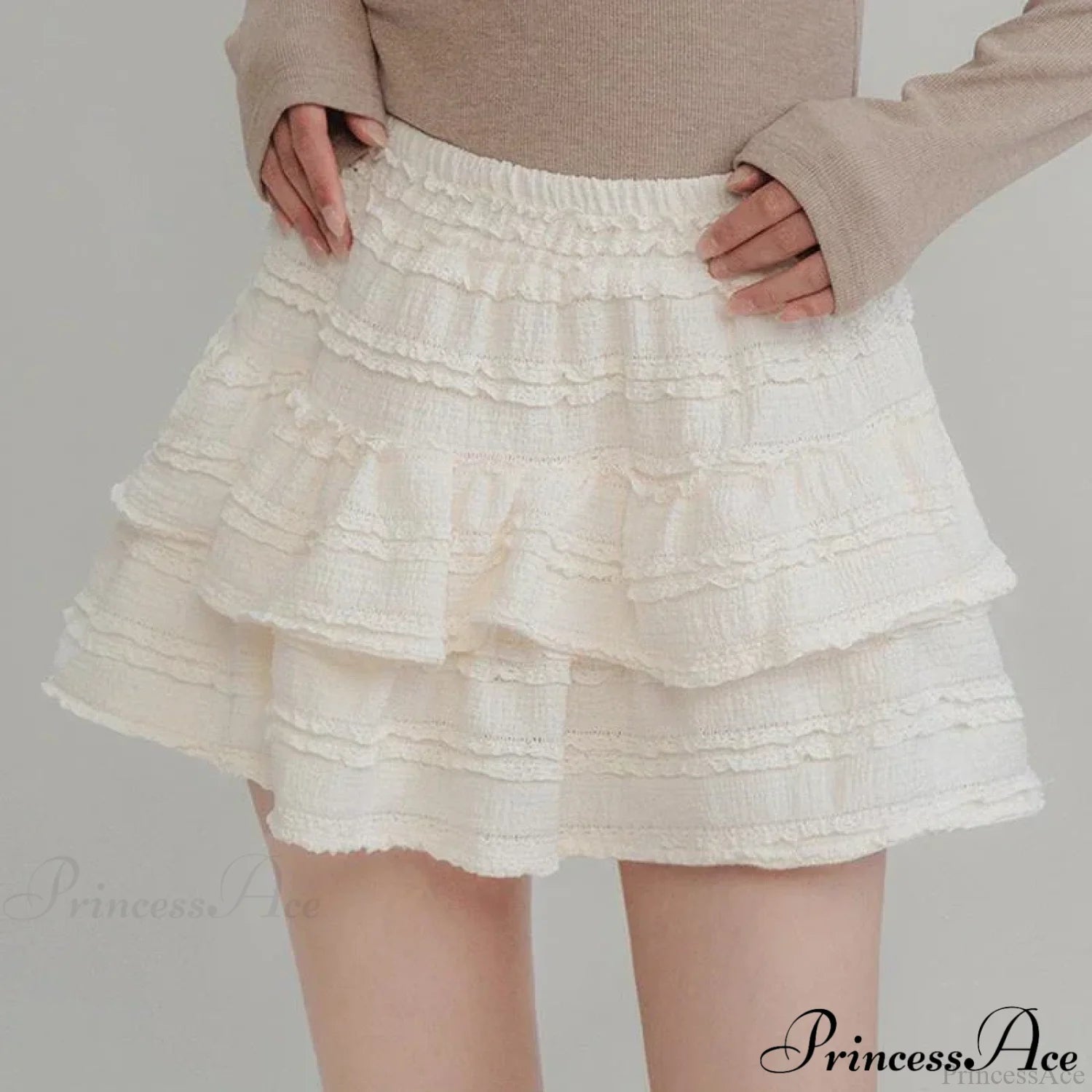 Fairycore White Lace Patchwork Layered Skirt White / S