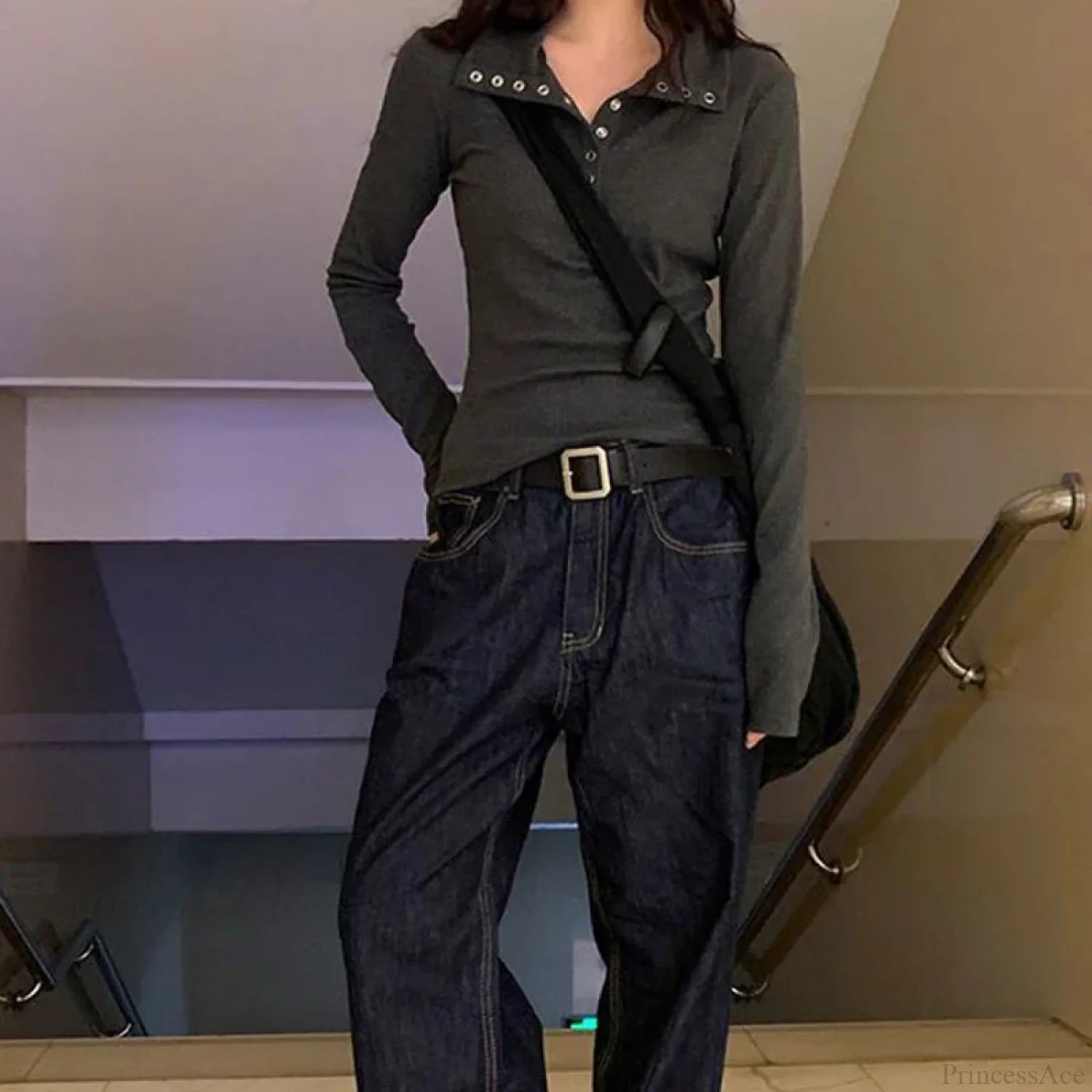 Fall Winter Ribbed Button Up Knit Pullover Knit Top knittop-250126